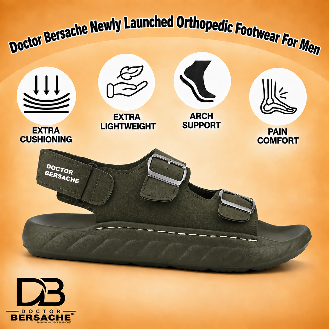 Doctor Bersache Newly Launched Orthopedic Comfort Sandal for Men | Diabetic Friendly | Extra Cushioning | Arch Support | Pain Relief  Green-DB -134