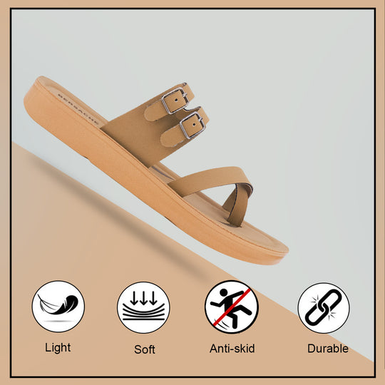 Bersache Extra Soft Classic Casual with  Regular wear with Ultra Soft & Flexibility Technology Slipper For Women's & Girl's-Tan(beige)-6226