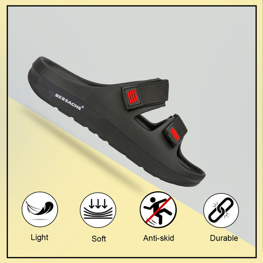 Bersache Extra Soft Classic Casual with  Regular wear with Ultra Soft & Flexibility Technology Slipper For Men's & Boy's-(Black-6266)