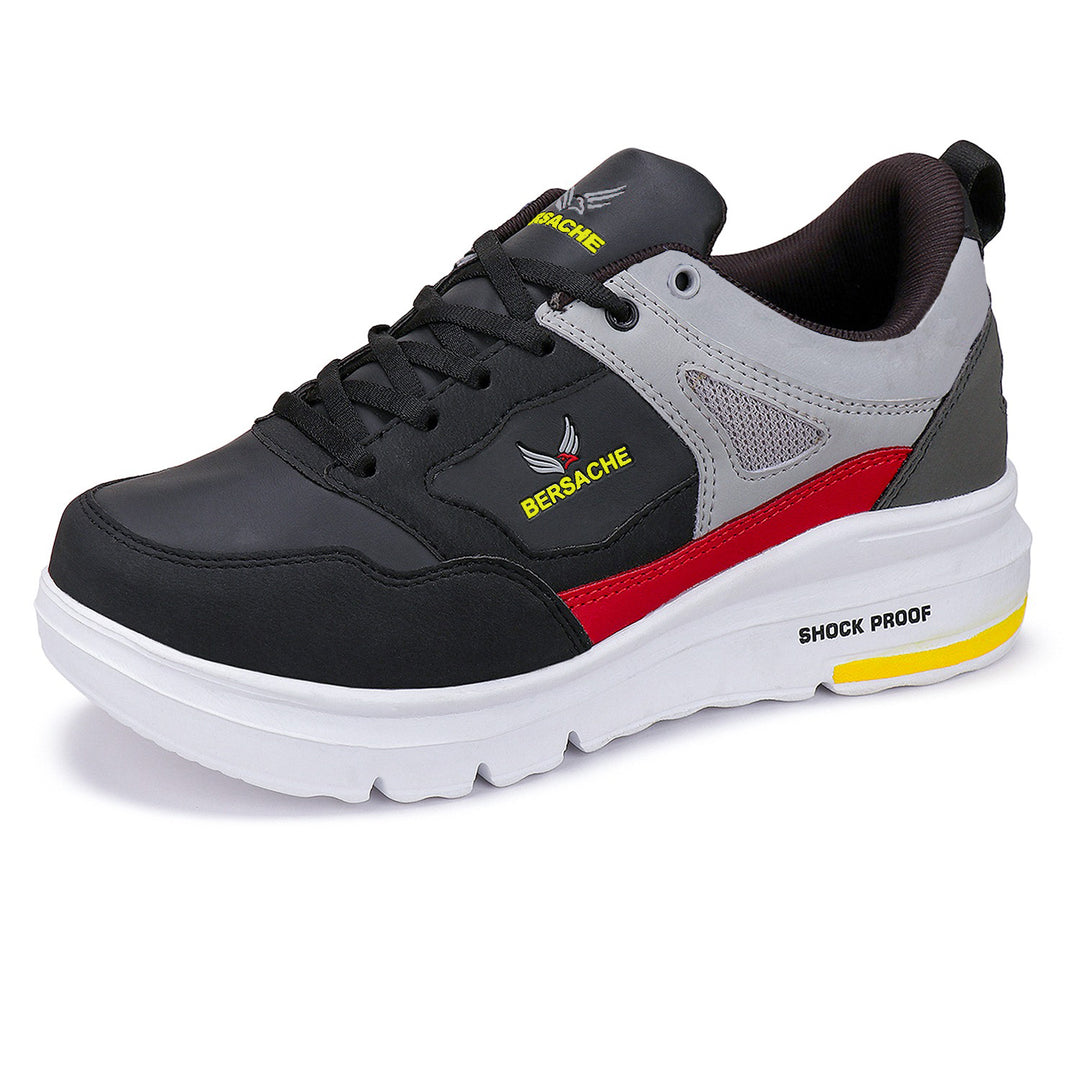Bersache Lightweight Casual Sneaker Shoes For Men Black-7051