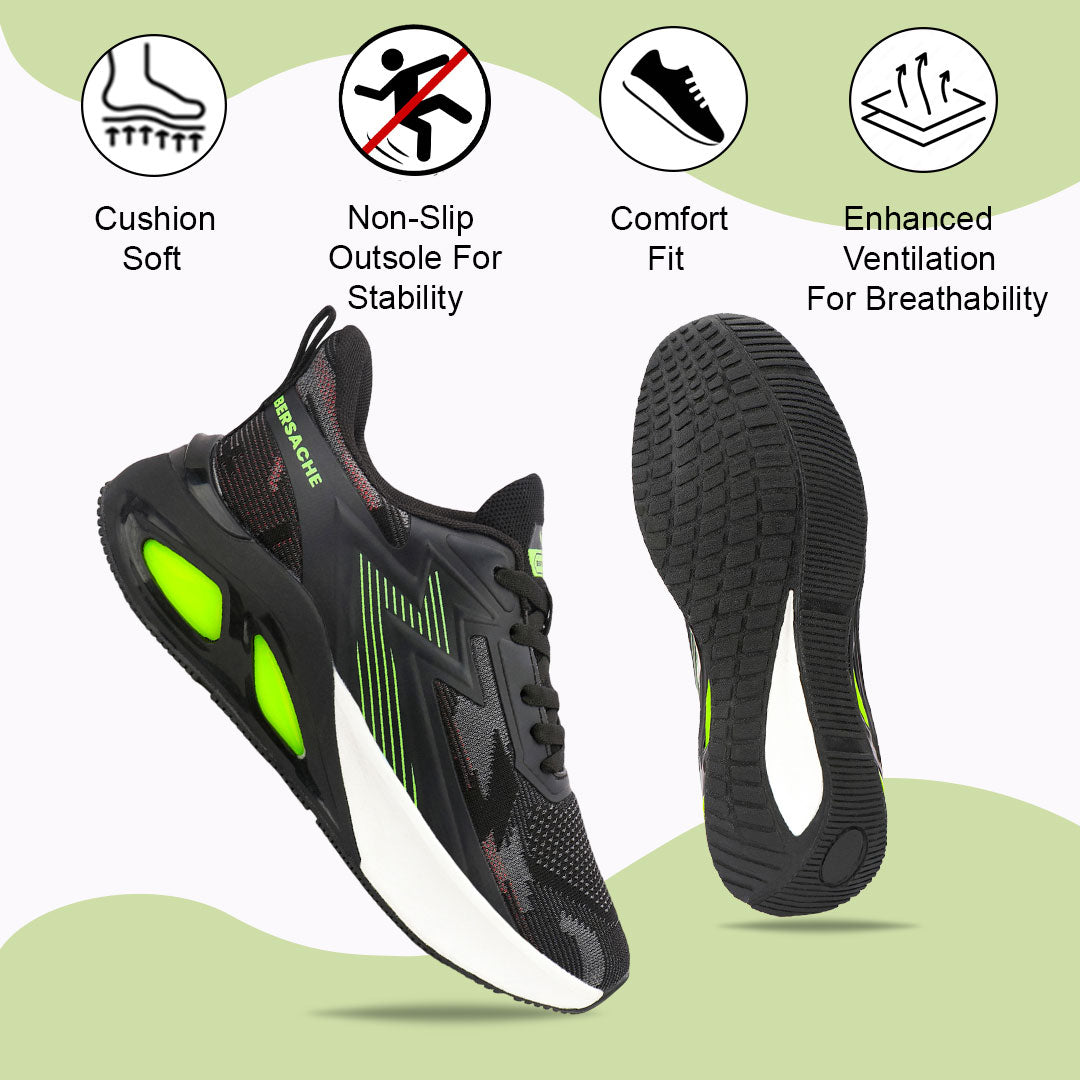 Bersache Casual Sneaker shoe for Men| Soft Cushioned Insole , Slip-Resistance Casuals For Men (Black-9218).