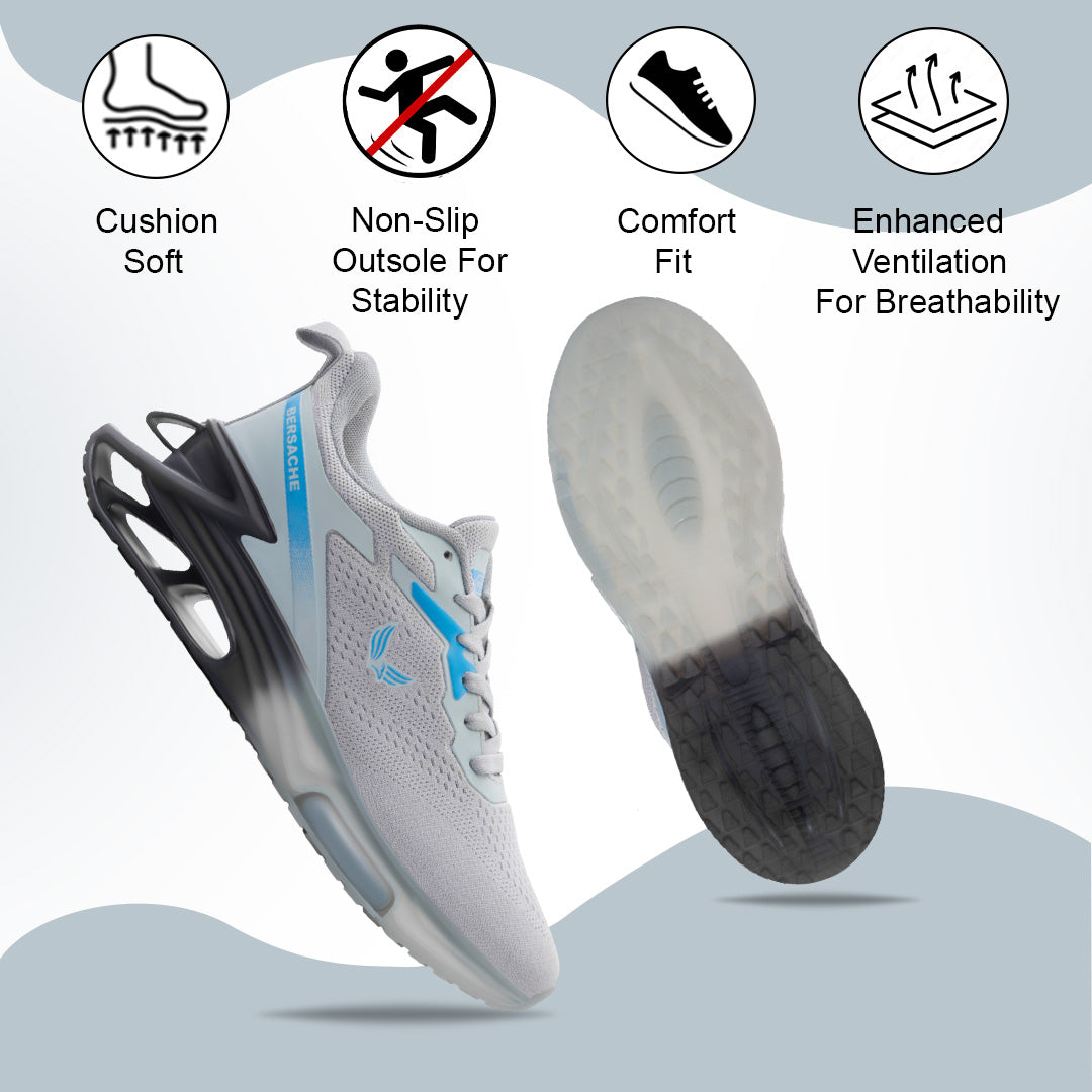Bersache Premium Casual ,Gym, Trending Stylish Running Shoes For Men  (9194-Grey).