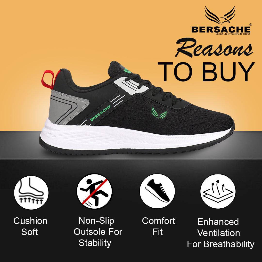 Bersache Premium Sports,Gym, Trending Stylish Running Shoes For Men (8092-Black).