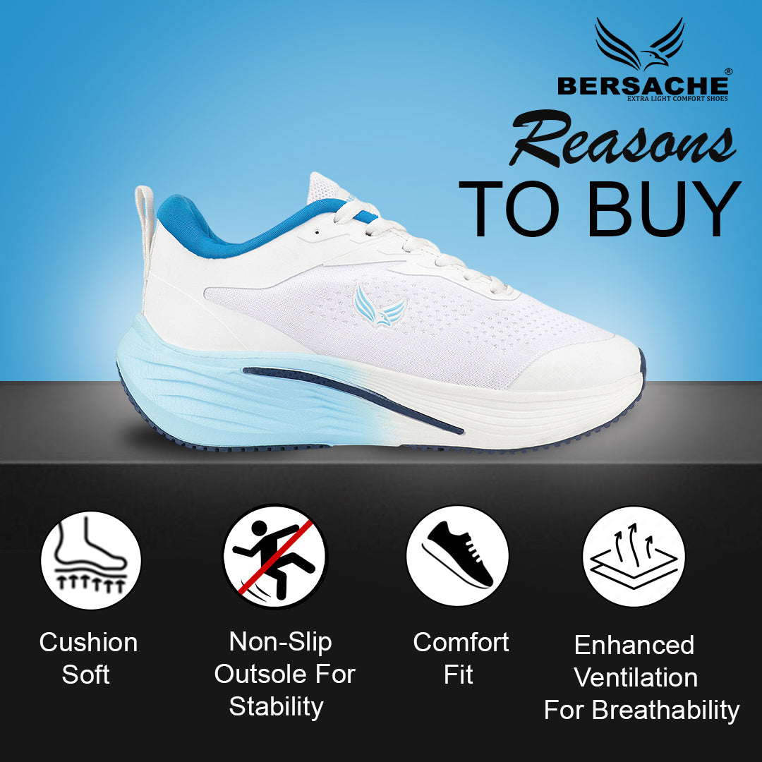 Bersache Casual Sneaker shoe for Men| Soft Cushioned Insole , Slip-Resistance Casuals For Men (Blue & White-9230).