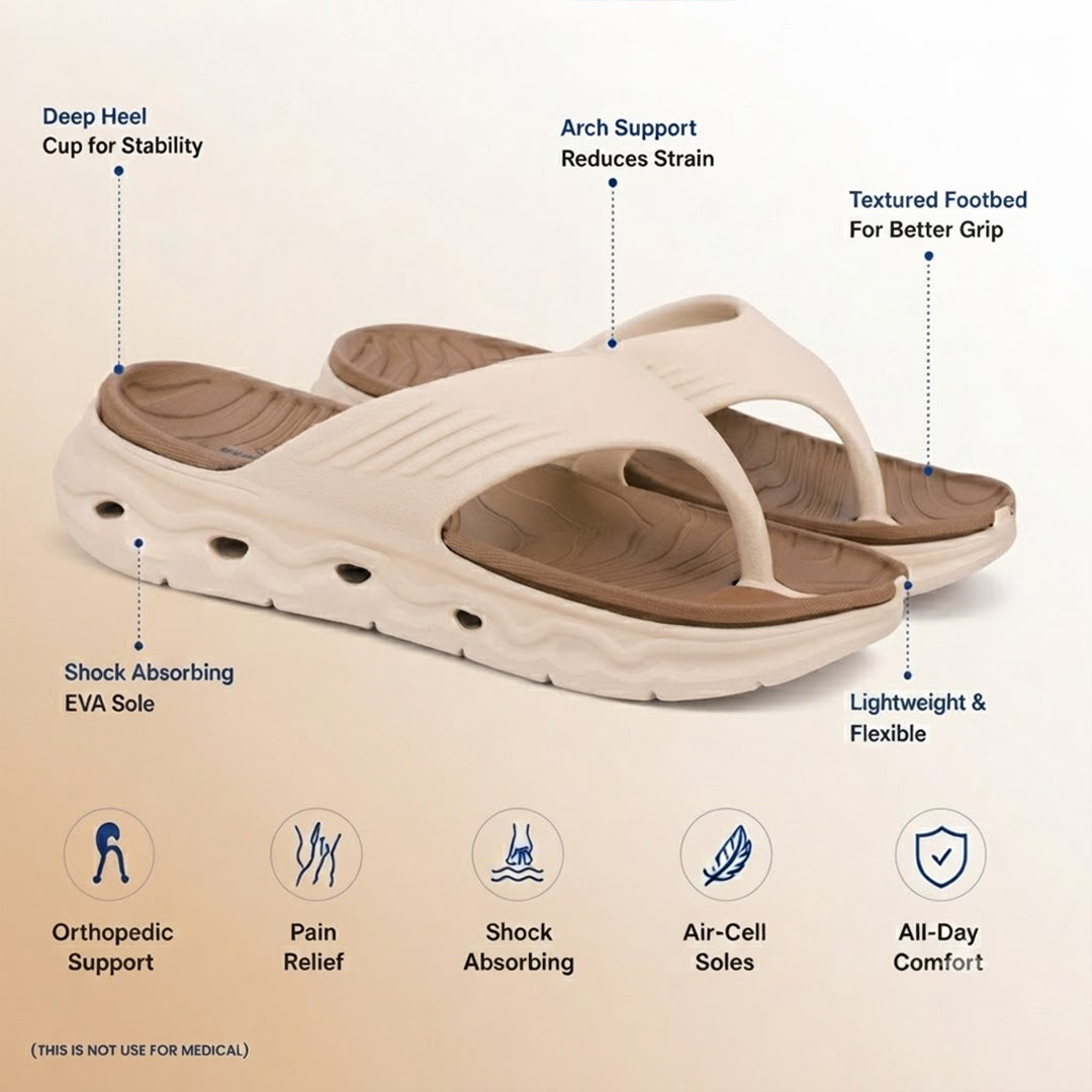 Bersache Extra Soft Classic Casual  with  Regular wear with Ultra Soft & Flexibility Technology Flip-Flop for Men's-(6344- Brown & Beige)