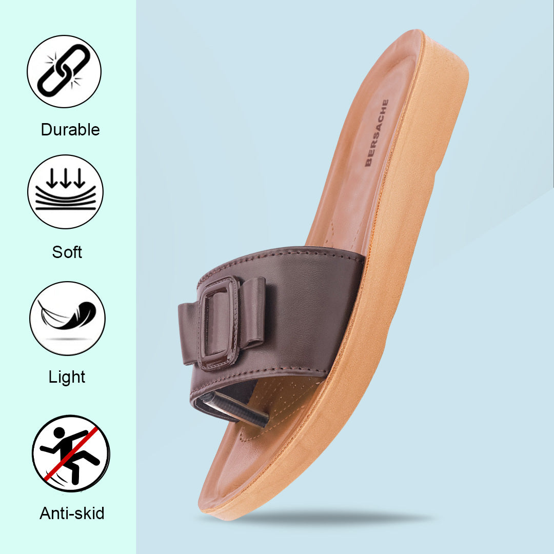 Bersache Extra Soft Classic Casual with  Regular wear with Ultra Soft & Flexibility Technology Flip Flop For women's/Girl's-(Dark-Brown-6227)