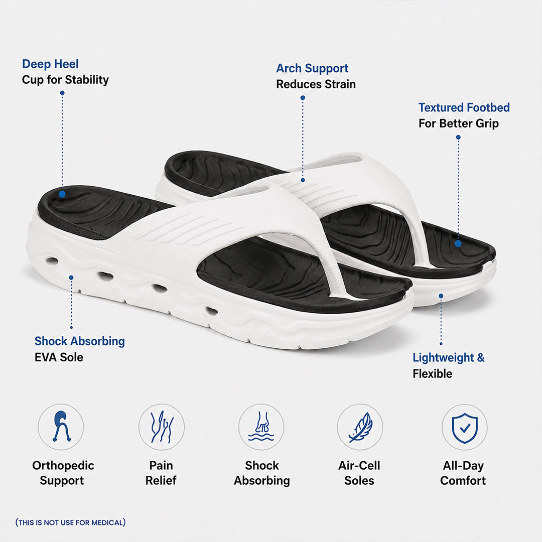 Bersache Extra Soft Classic Casual  with Regular wear with Ultra Soft & Flexibility Technology Sandals for Men's-(6342- White & Black)