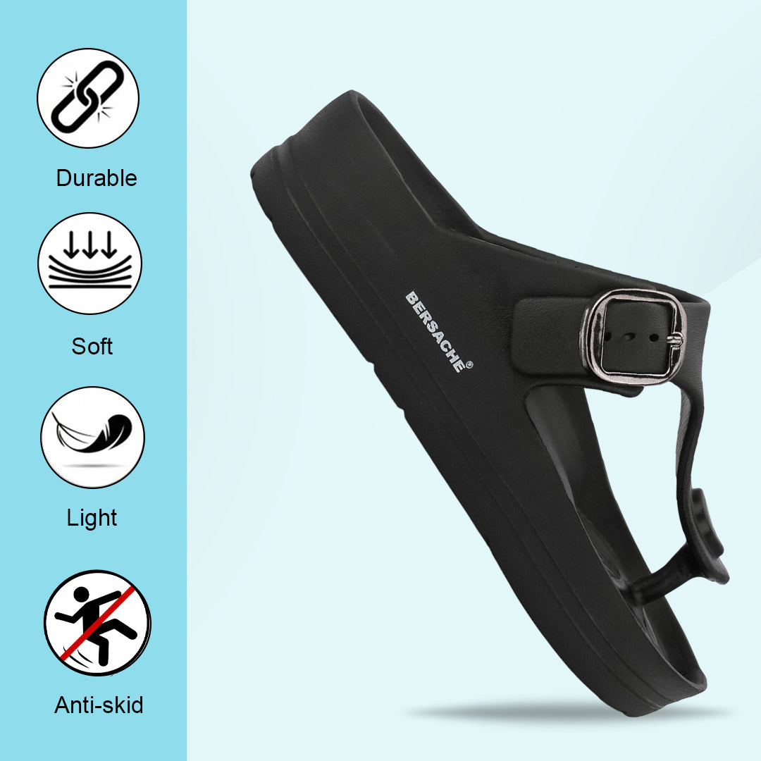 Bersache Extra Soft Classic Casual CHAPPAL with  Regular wear with Ultra Soft & Flexibility Technology  Slippers for Men's-(6288-Black)