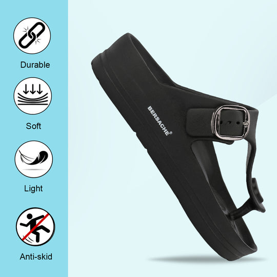 Bersache Extra Soft Classic Casual CHAPPAL with  Regular wear with Ultra Soft & Flexibility Technology  Slippers for Men's-(6288-Black)