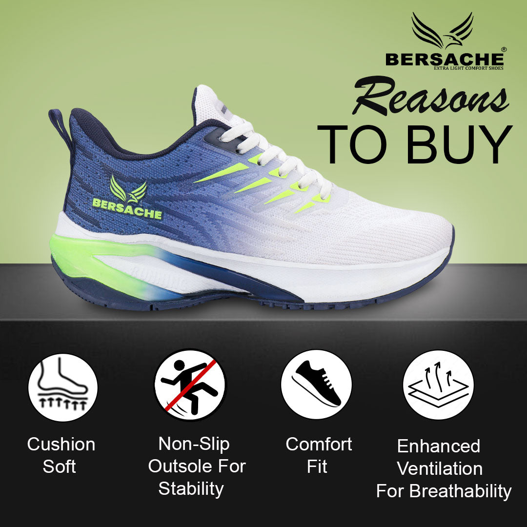 Bersache Premium Sports ,walking,Gym,cricket, Trending  Running Shoes For Men's (Blue-White-9213).