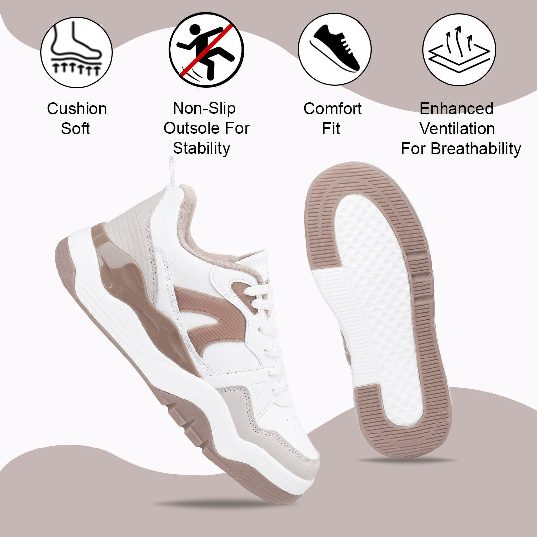 Bersache Casual Sneaker shoe for Men| Soft Cushioned Insole , Slip-Resistance Casuals For Men (Brown-White-9224).