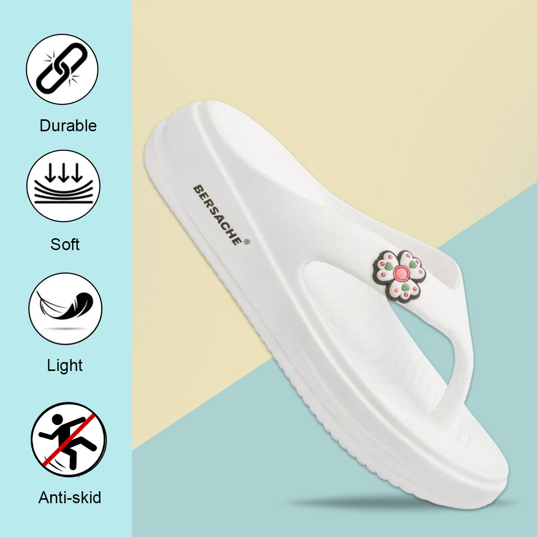 Bersache Extra Soft Classic Casual  with Regular wear with Ultra Soft & Flexibility Technology Sandals for Women's-(6298-White).