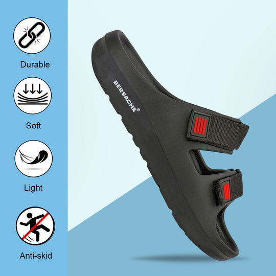 Bersache Extra Soft Classic Casual with  Regular wear with Ultra Soft & Flexibility Technology Flipflop For Men's & Boy's-(Black-6266)