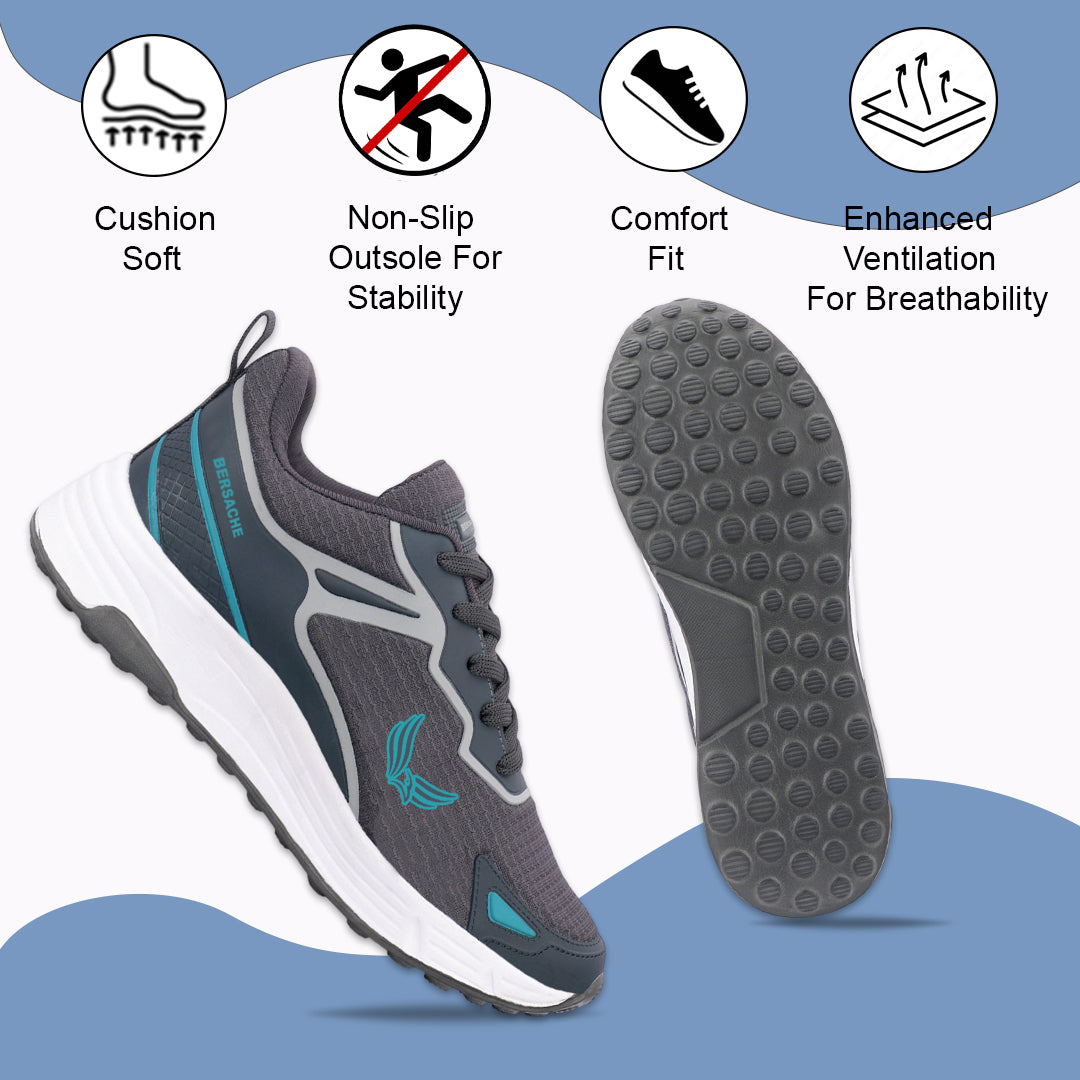 Bersache Casual Sneaker shoe for Men| Soft Cushioned Insole , Slip-Resistance Casuals For Men (Gray-8122)