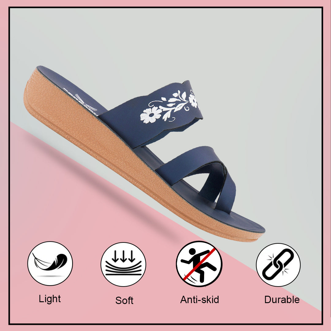 Bersache Extra Soft Classic Casual with  Regular wear with Ultra Soft & Flexibility Technology Slipper For Women's & Girl's-(6242-Nevy Blue).