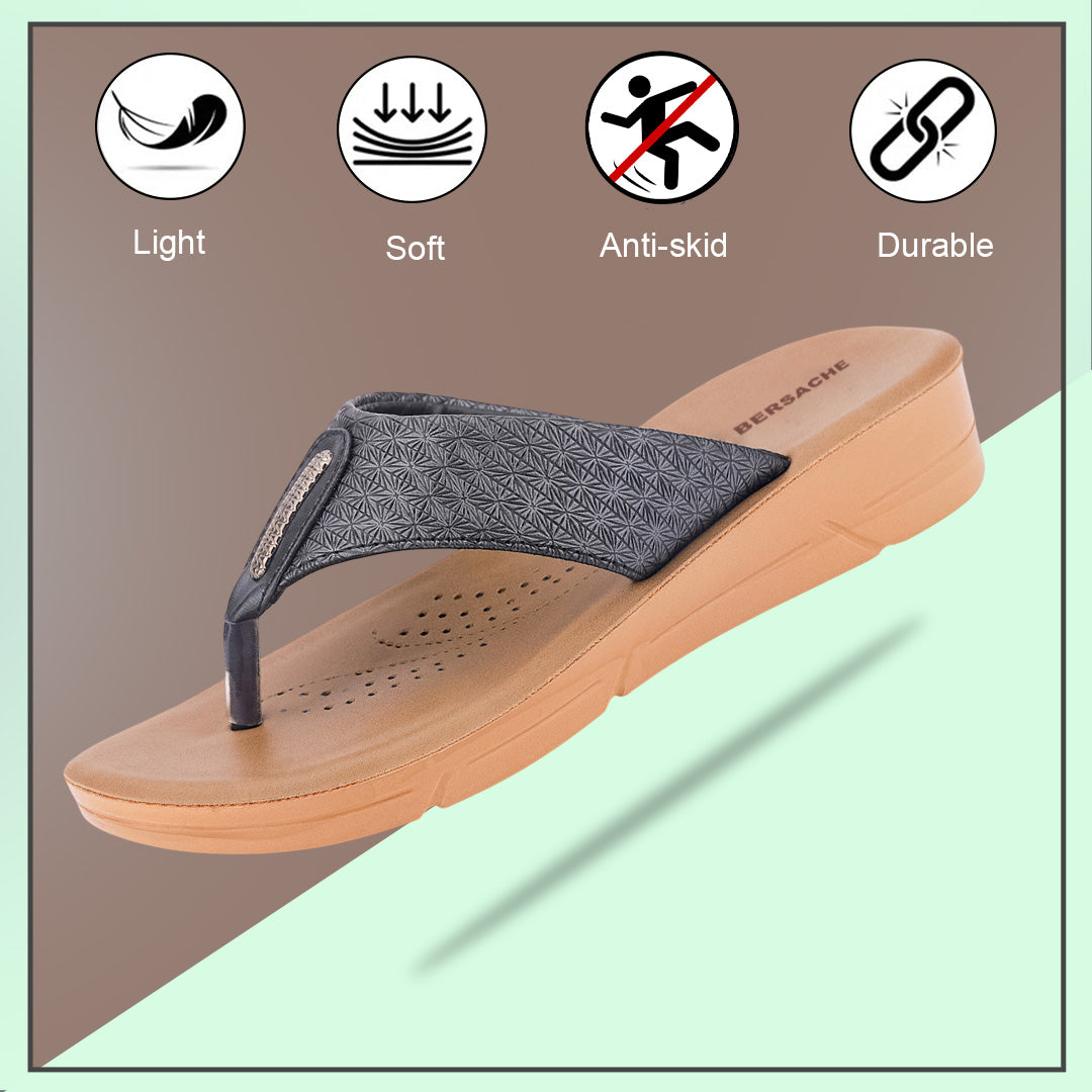 Bersache Extra Soft Classic Casual with  Regular wear with Ultra Soft & Flexibility Technology Sandal For Women's/Girl's-Black-6230