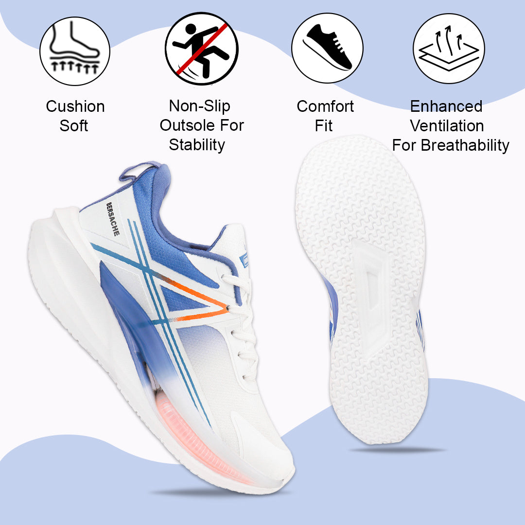 Bersache Casual Sneaker shoe for Men| Soft Cushioned Insole , Slip-Resistance Casuals For Men (Blue & White-9227)