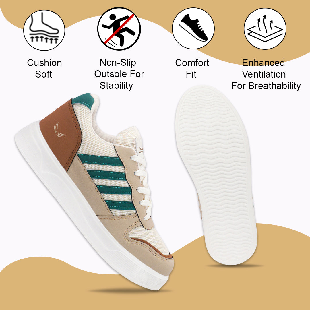 Bersache Casual Sneaker shoe for Men| Soft Cushioned Insole , Slip-Resistance Casuals For Men (Beige-8134)