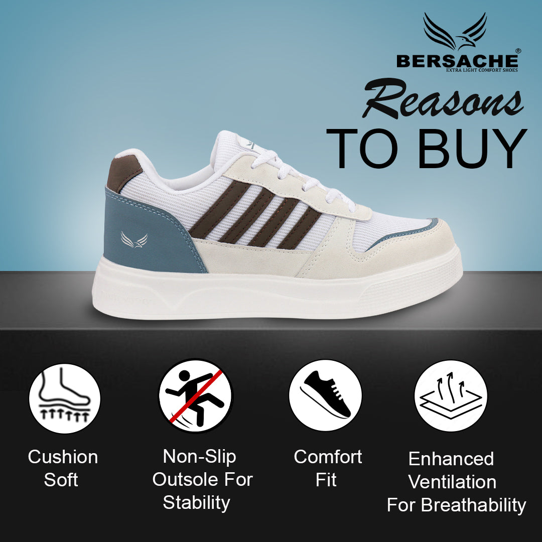 Bersache Premium Sports ,walking,Gym,cricket, Trending  Running Shoes For Men's (White- 8135)