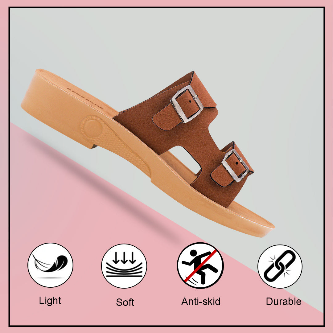 Bersache Extra Soft Classic Casual with  Regular wear with Ultra Soft & Flexibility Technology Slipper For Women's & Girl's-6234-brown