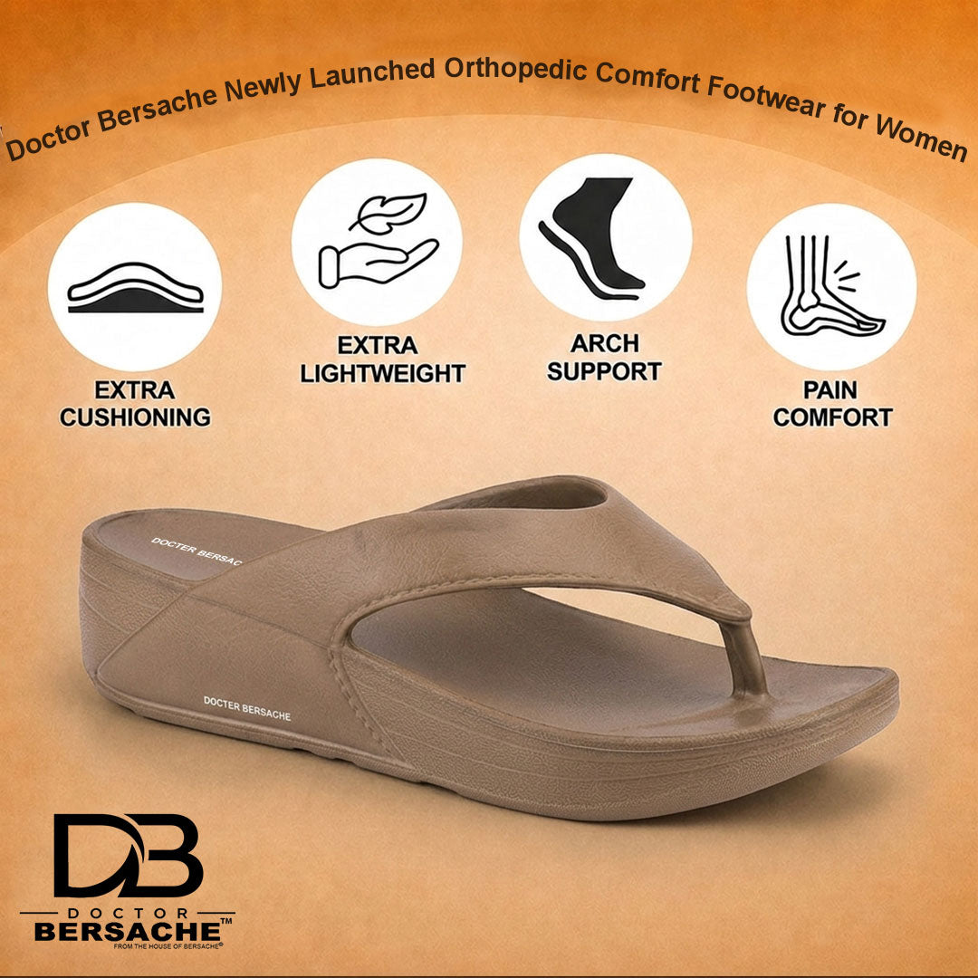 Doctor Bersache Newly Launched Orthopedic Comfort Slipper & Flip-flop for Men | Diabetic Friendly | Extra Cushioning | Arch Support | Pain Brown-DS111.