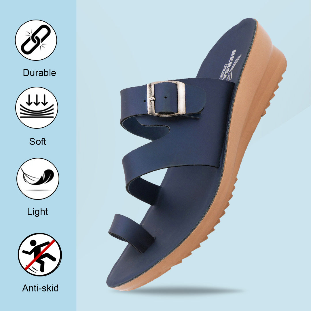 Bersache Extra Soft Classic Casual with  Regular wear with Ultra Soft & Flexibility Technology Flip-Flop for Women's & Girl's (6244-Navy-Blue)