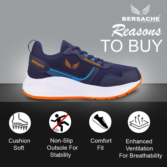 Bersache Premium Sports,Gym, Trending Stylish Running Shoes For Men (8107-Blue)