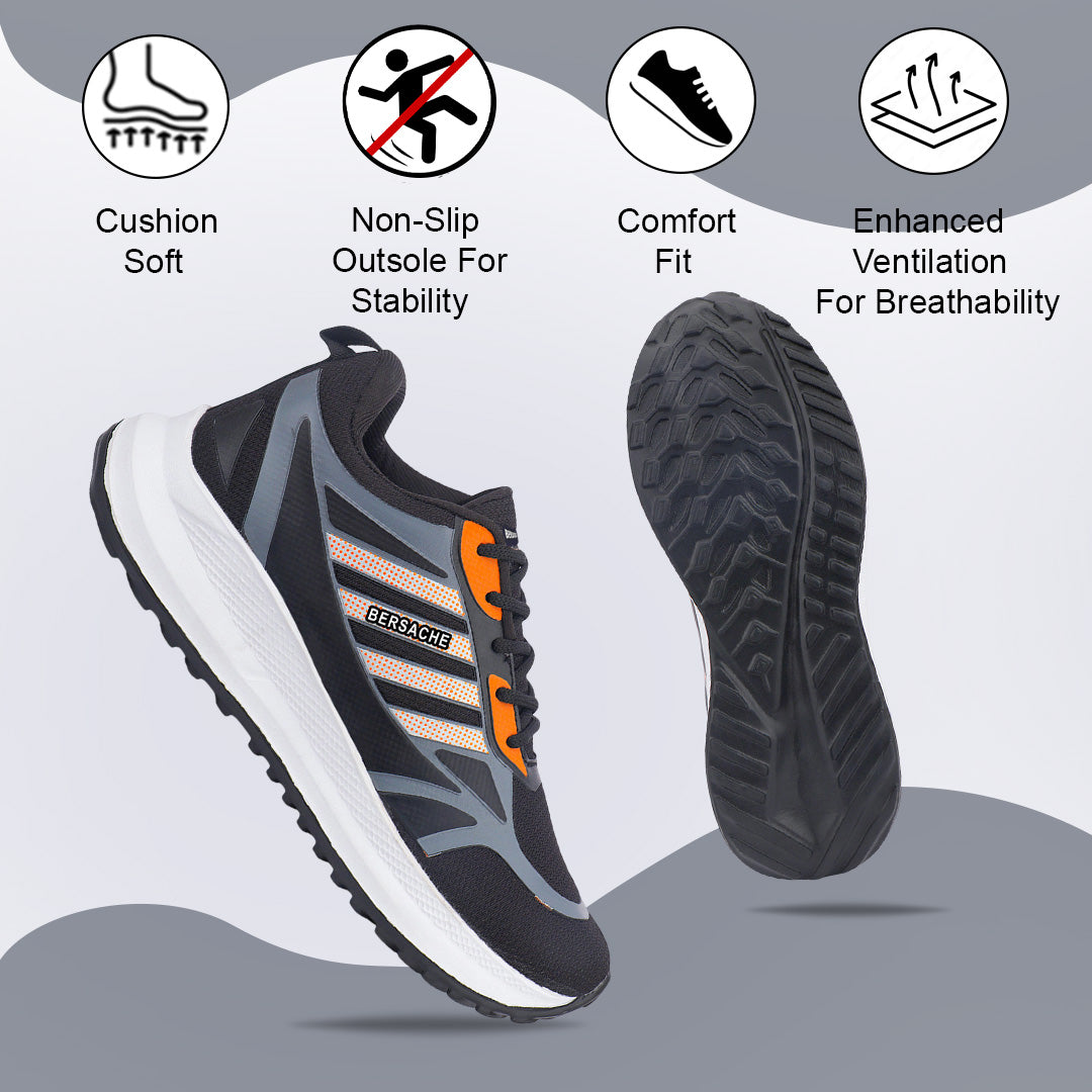 Bersache Premium Sports,Gym, Trending Stylish Running Shoes For Men (8073-Black)