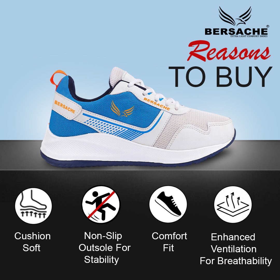 Bersache Premium Sports,Gym, Trending Stylish Running Shoes For Men (8108-White)