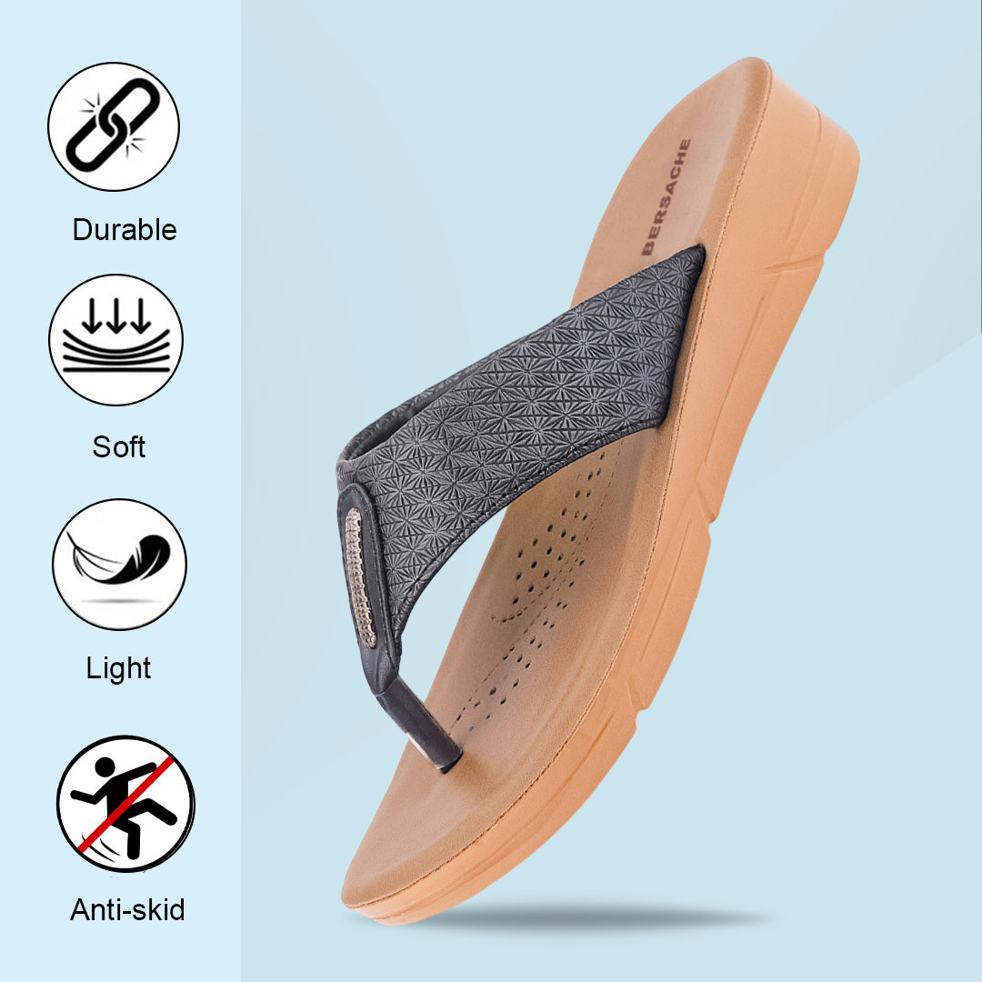 Bersache Extra Soft Classic Casual with  Regular wear with Ultra Soft & Flexibility Technology Flip Flop For women's/Girl's-(Black-6230)
