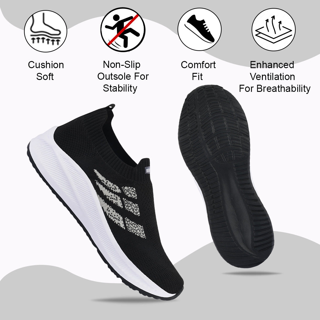 Bersache Lightweight Casual Sneaker Shoes For Men (Black-8109)