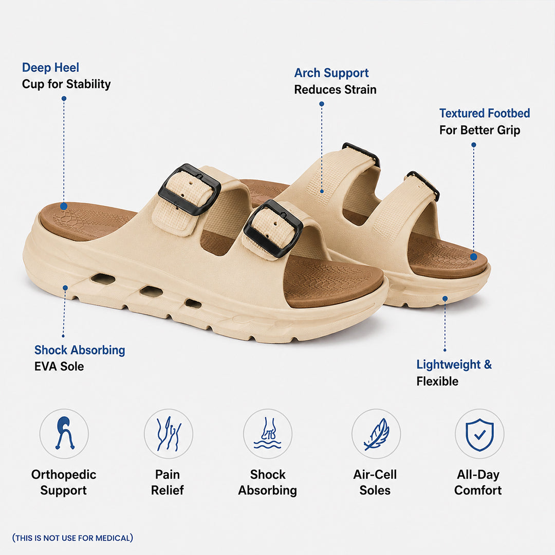 Bersache Extra Soft Classic Casual  with Regular wear with Ultra Soft & Flexibility Technology Sandals for Men's-(6341-Beige & Brown).