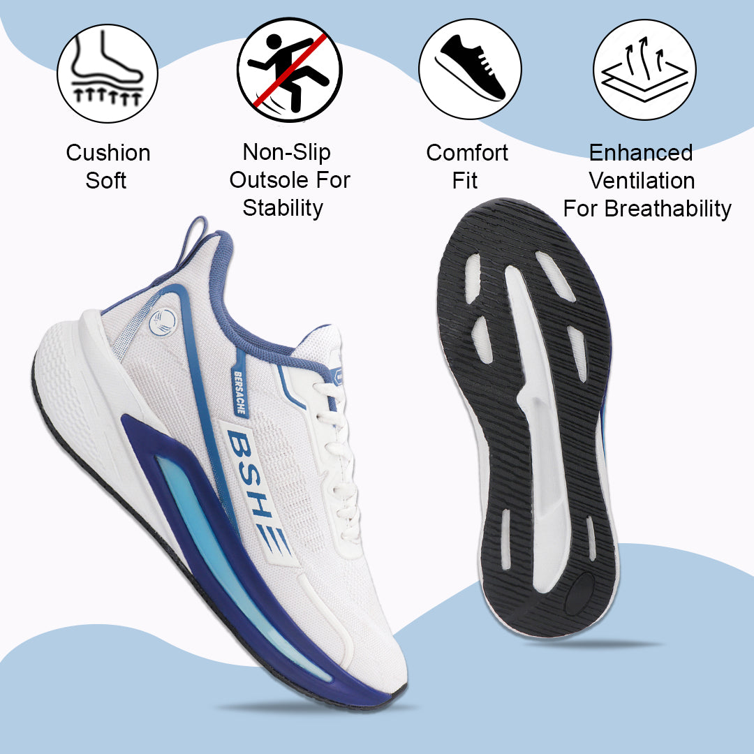 Bersache Casual Sneaker shoe for Men| Soft Cushioned Insole , Slip-Resistance Casuals For Men (White-9211)