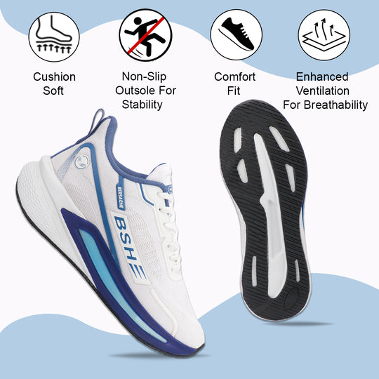 Bersache Casual Sneaker shoe for Men| Soft Cushioned Insole , Slip-Resistance Casuals For Men (White-9211)