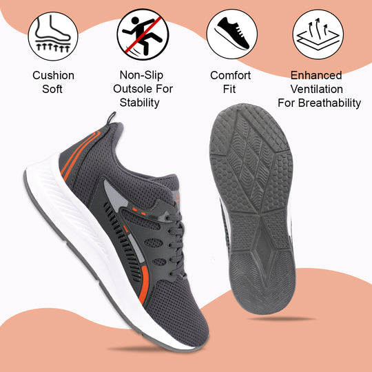 Bersache Casual Sneaker shoe for Men| Soft Cushioned Insole , Slip-Resistance Casuals For Men (Gray-8128)