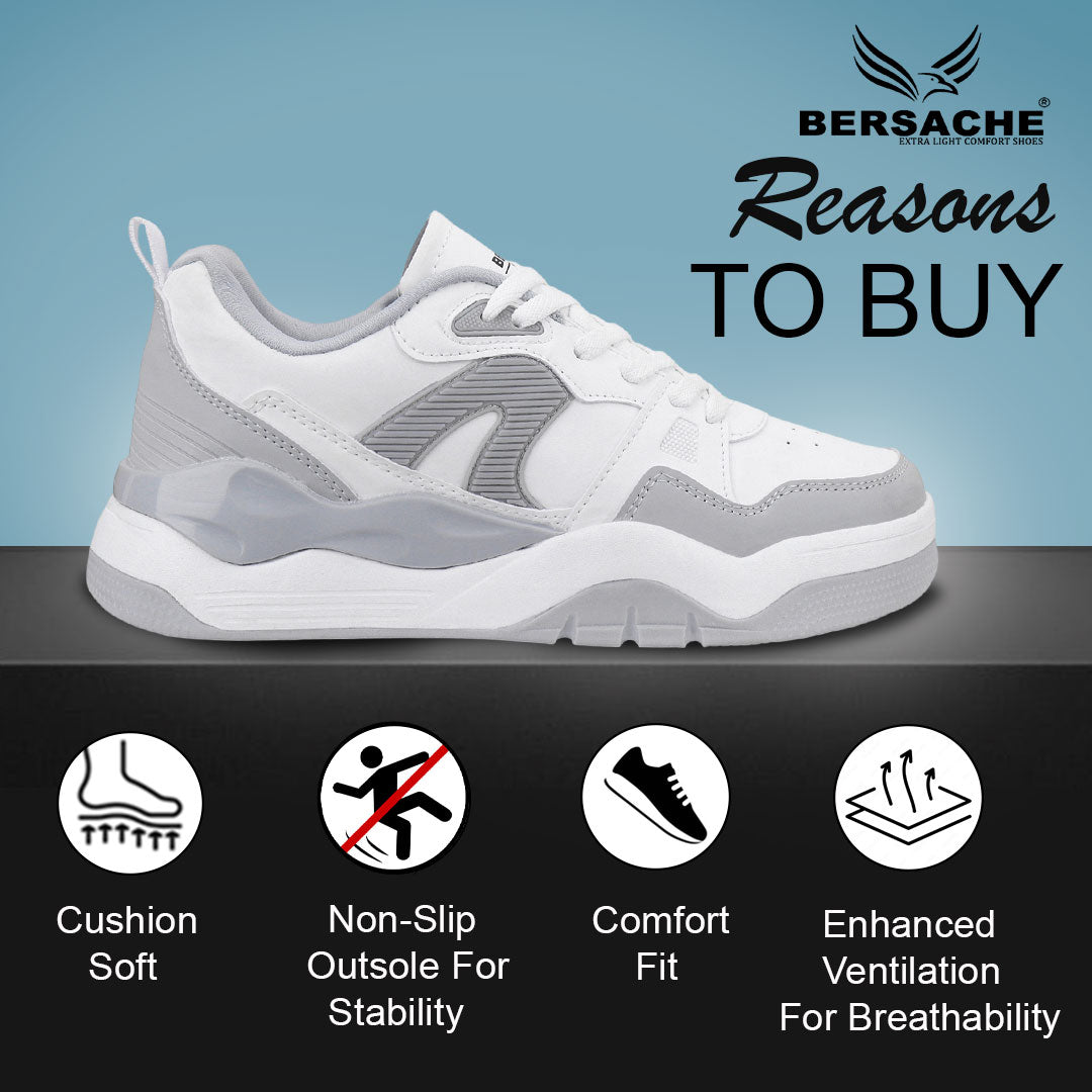 Bersache Premium Sports ,walking,Gym,cricket, Trending  Running Shoes For Men's (White-9222)