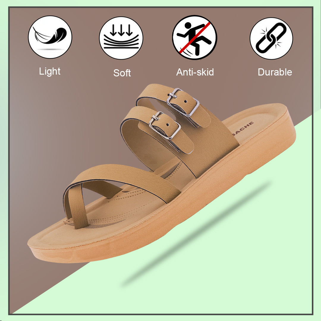 Bersache Extra Soft Classic Casual with  Regular wear with Ultra Soft & Flexibility Technology Sandal For Women's/Girl's-Tan(beige)-6226