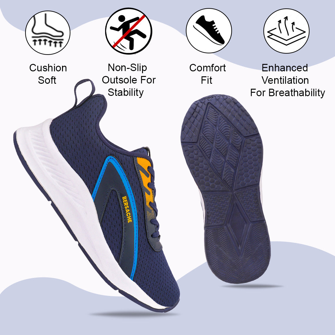 Bersache Lightweight Casual Sneaker Shoes For Men Blue-8089