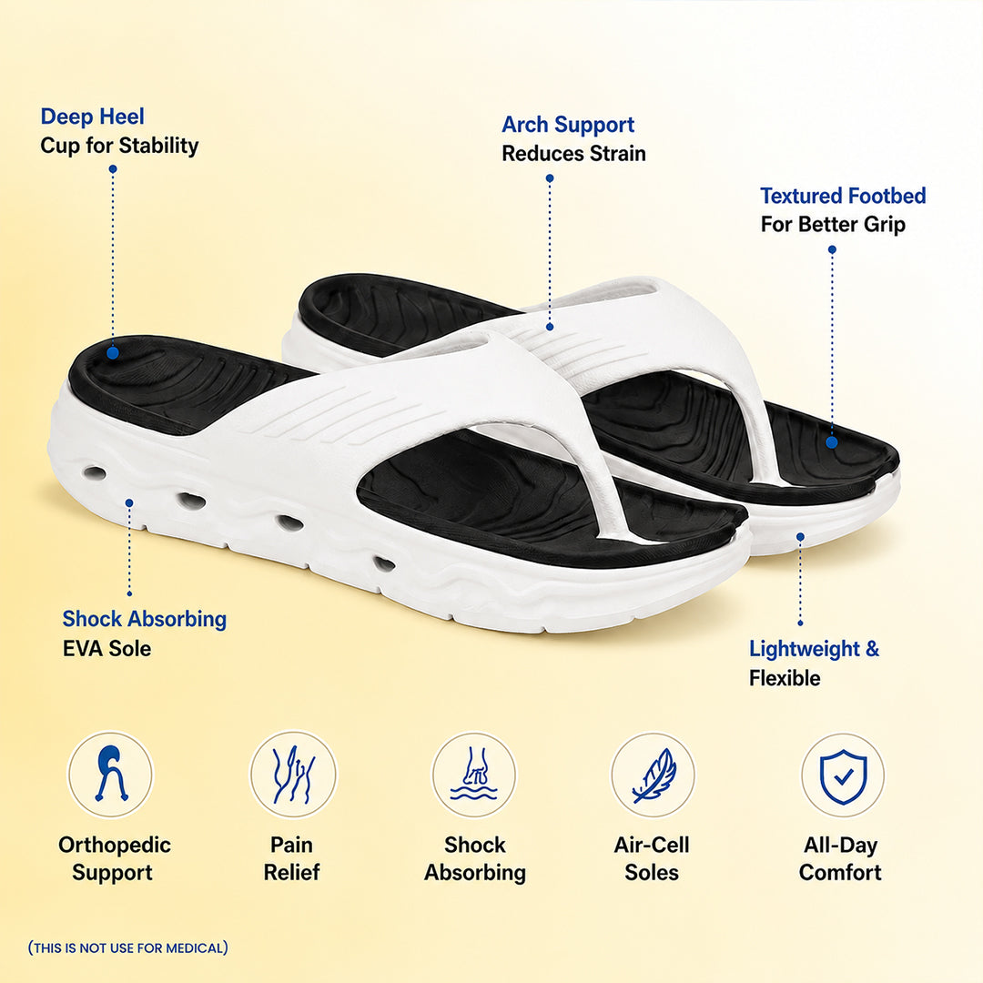 Bersache Extra Soft Classic Casual CHAPPAL with  Regular wear with Ultra Soft & Flexibility Technology  Slippers for Men's-(6342-White & Black)