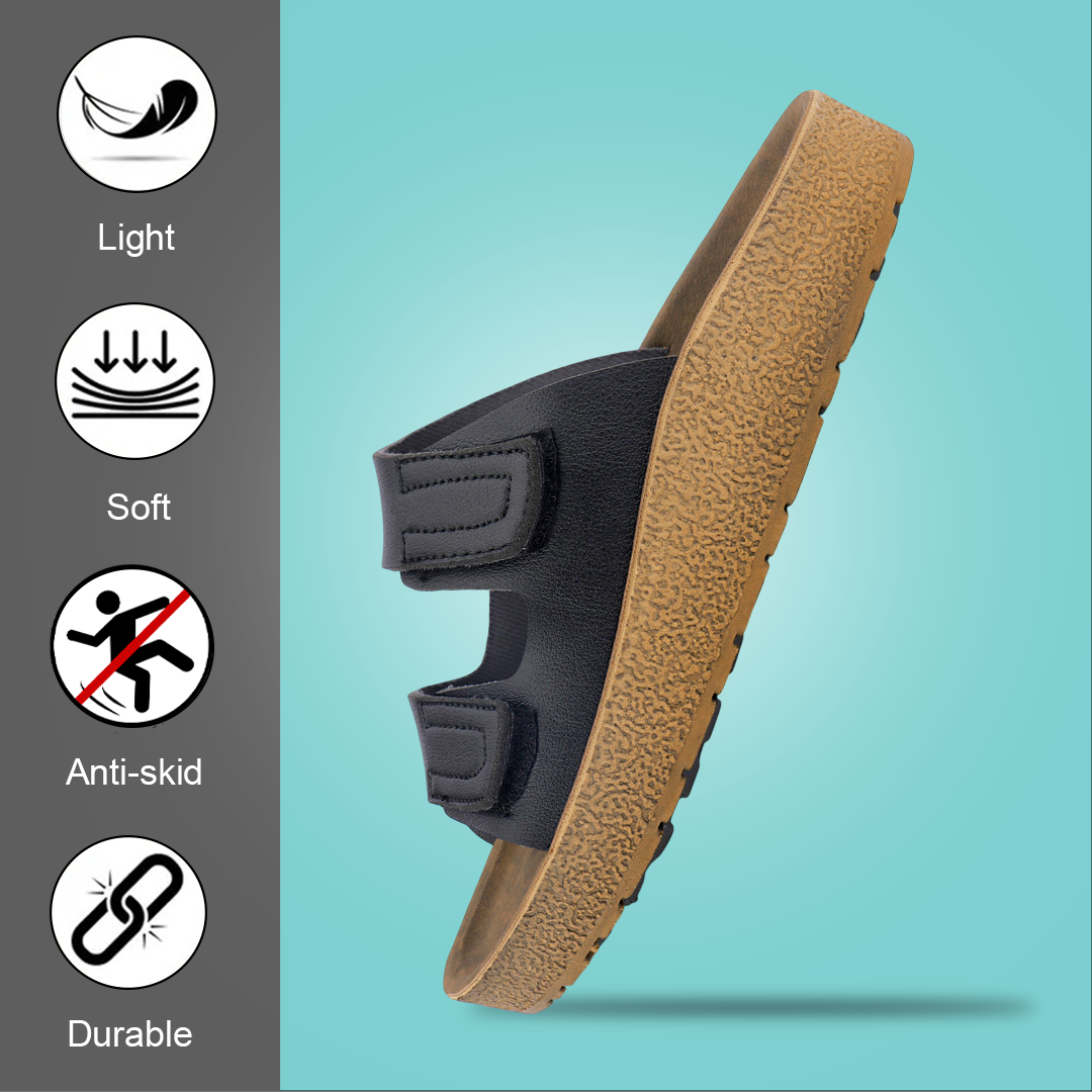 Bersache Extra Soft Classic Casual with  Regular wear with Ultra Soft & Flexibility Technology Slipper For Men's & Boy's-Black-6222