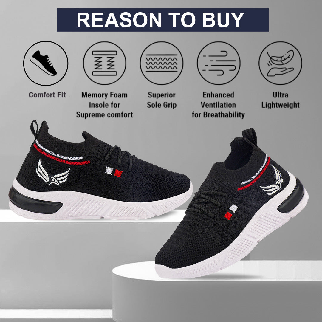 Bersache Casual Sneaker shoe for Kids|Soft Cushioned Insole,Slip-Resistance Casuals For Kids - Black -8082.