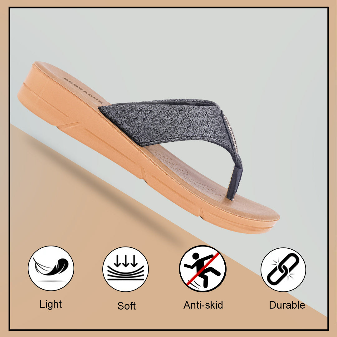 Bersache Extra Soft Classic Casual with  Regular wear with Ultra Soft & Flexibility Technology Slipper For Women's & Girl's-Black-6230