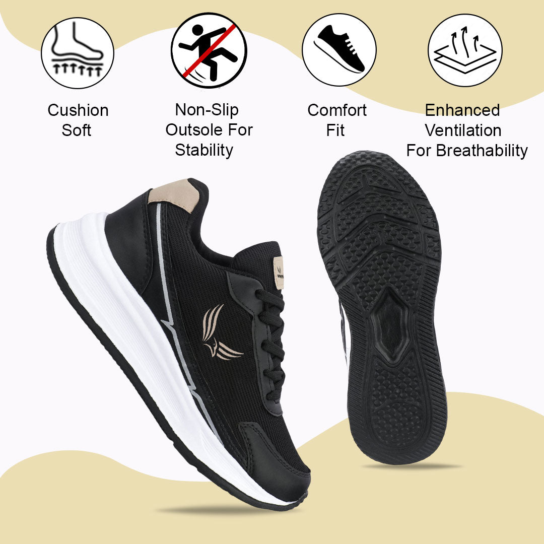 Bersache Casual Sneaker shoe for Men| Soft Cushioned Insole , Slip-Resistance Casuals For Men (Black-8138)