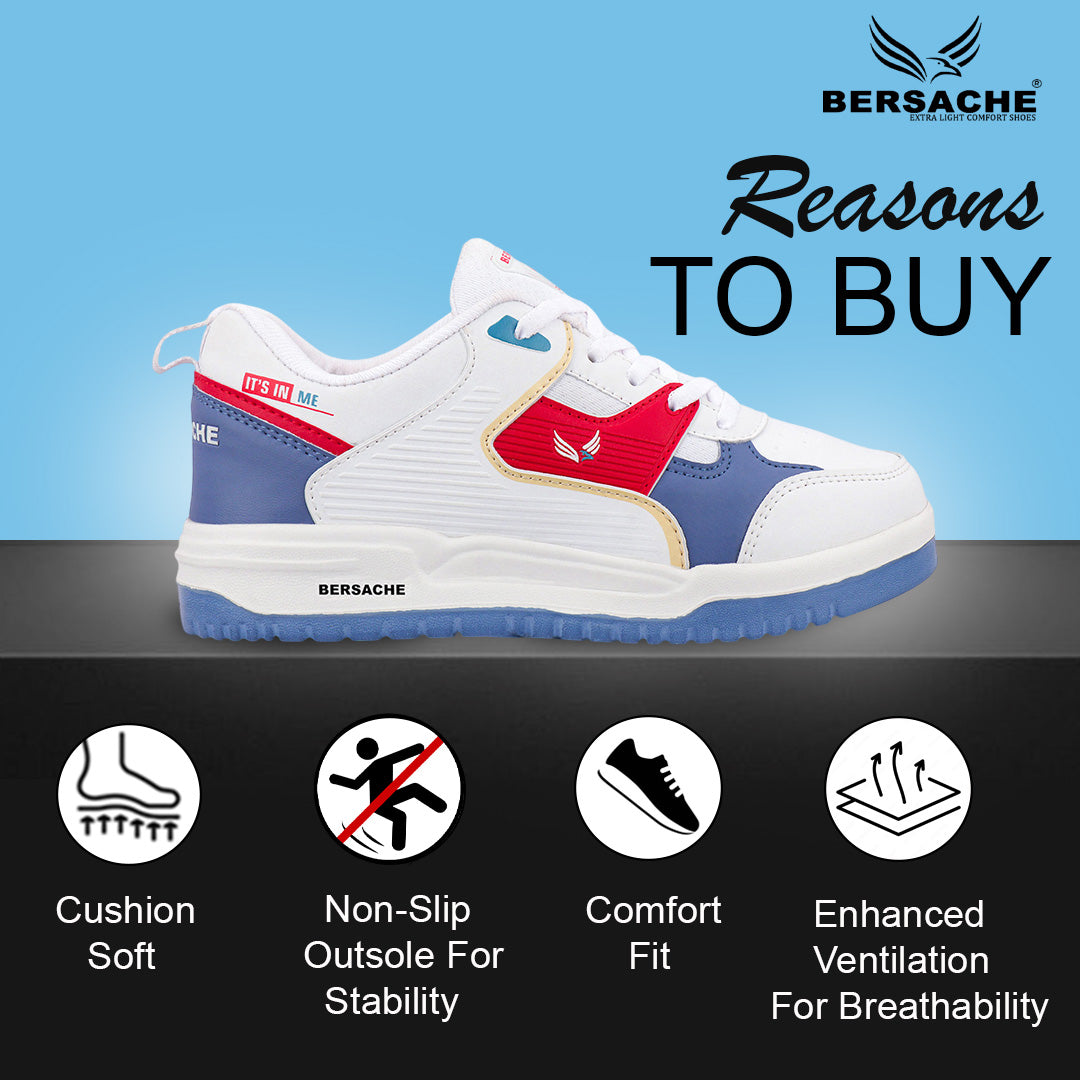 Bersache Premium Sports ,walking,Gym,cricket, Trending  Running Shoes For Men's (Blue-White-8147)