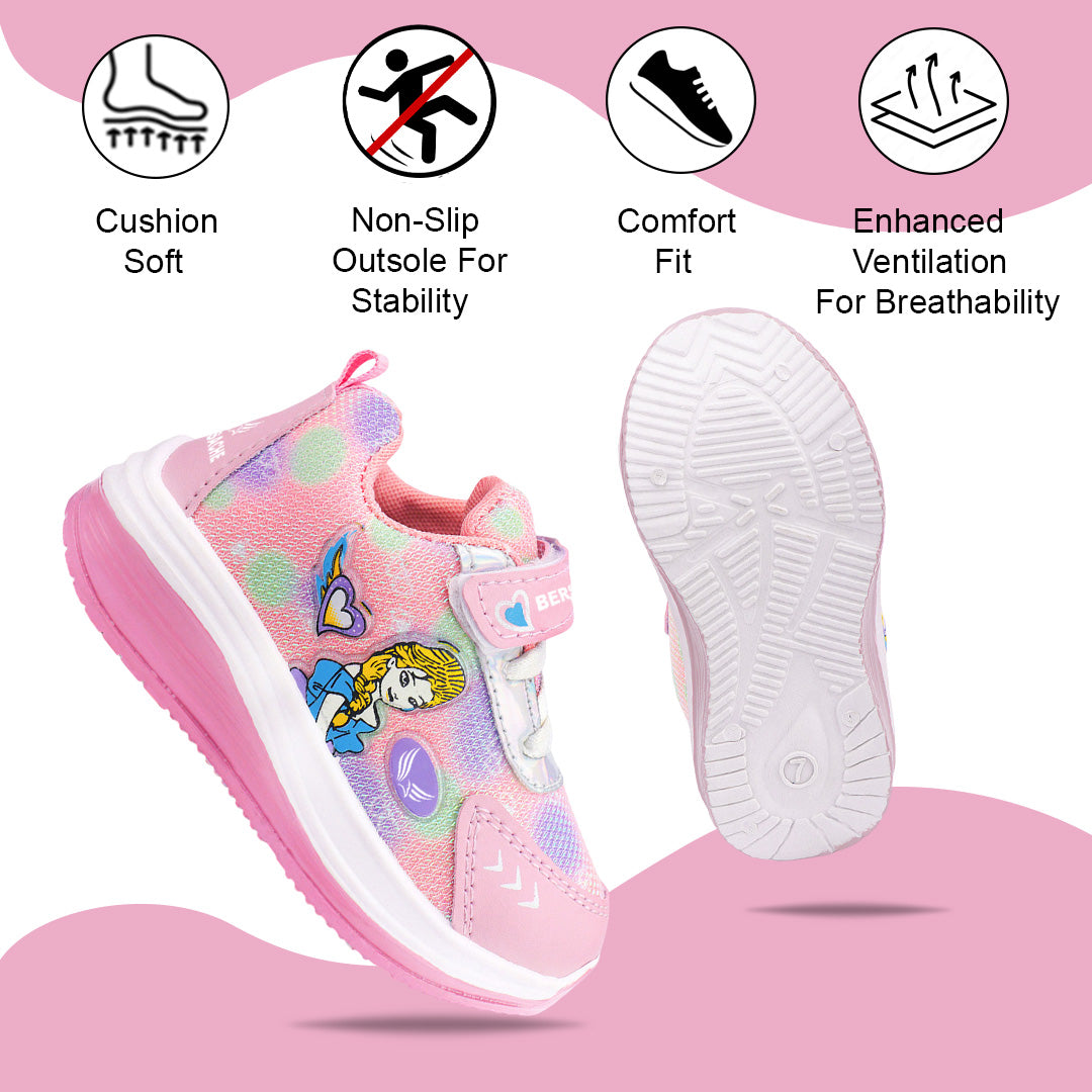 Bersache Premium Sports,walking,Gym,cricket,Trending Running Shoes For Kid's - Pink -8074.