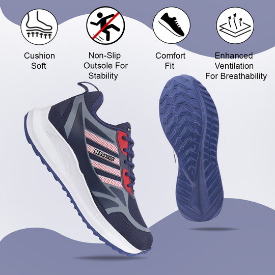 Bersache Premium Sports,Gym, Trending Stylish Running Shoes For Men (8072-Blue)