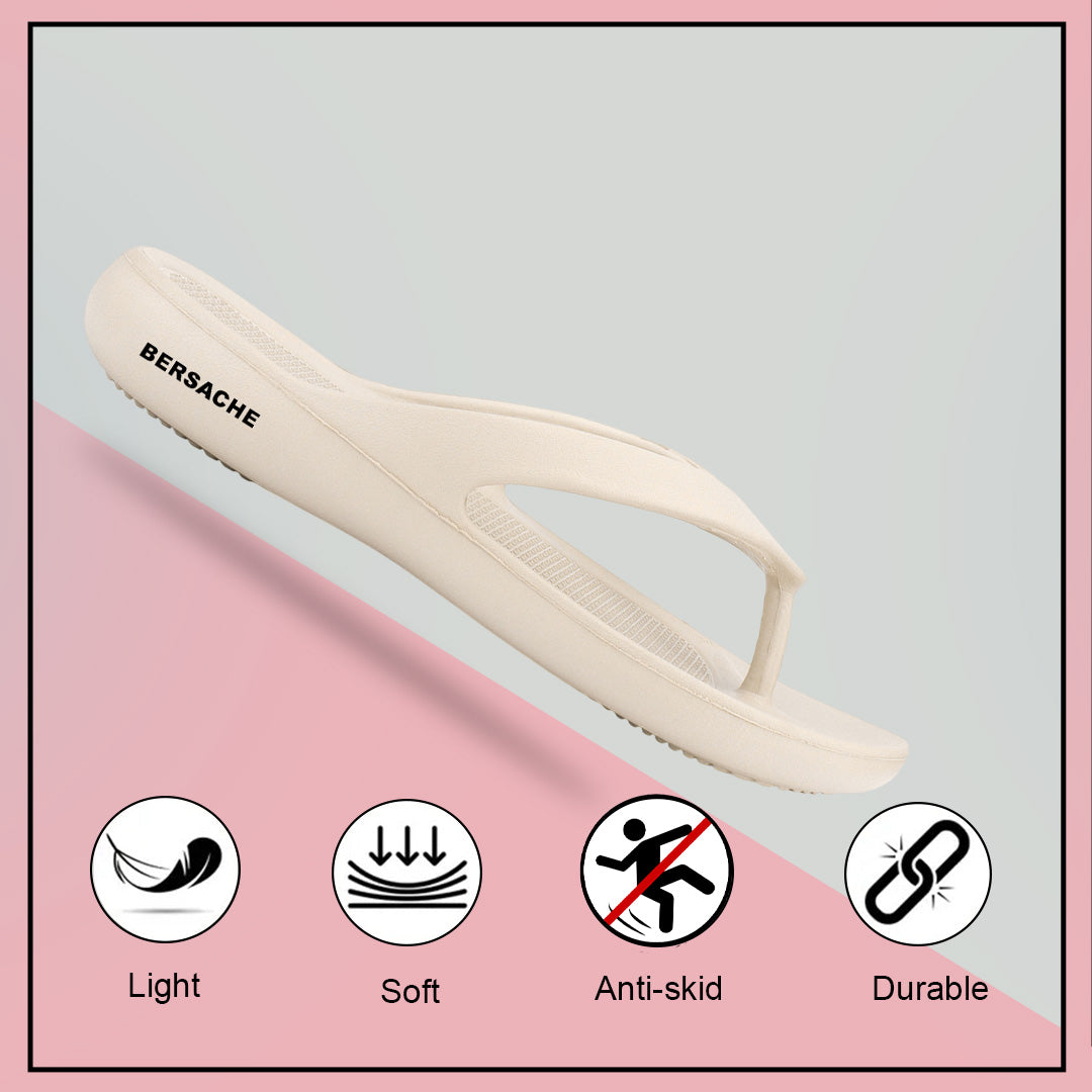 Bersache Extra Soft Classic Casual with  Regular wear with Ultra Soft & Flexibility Technology Slipper For Women's & Girl's-(6254-Beige)