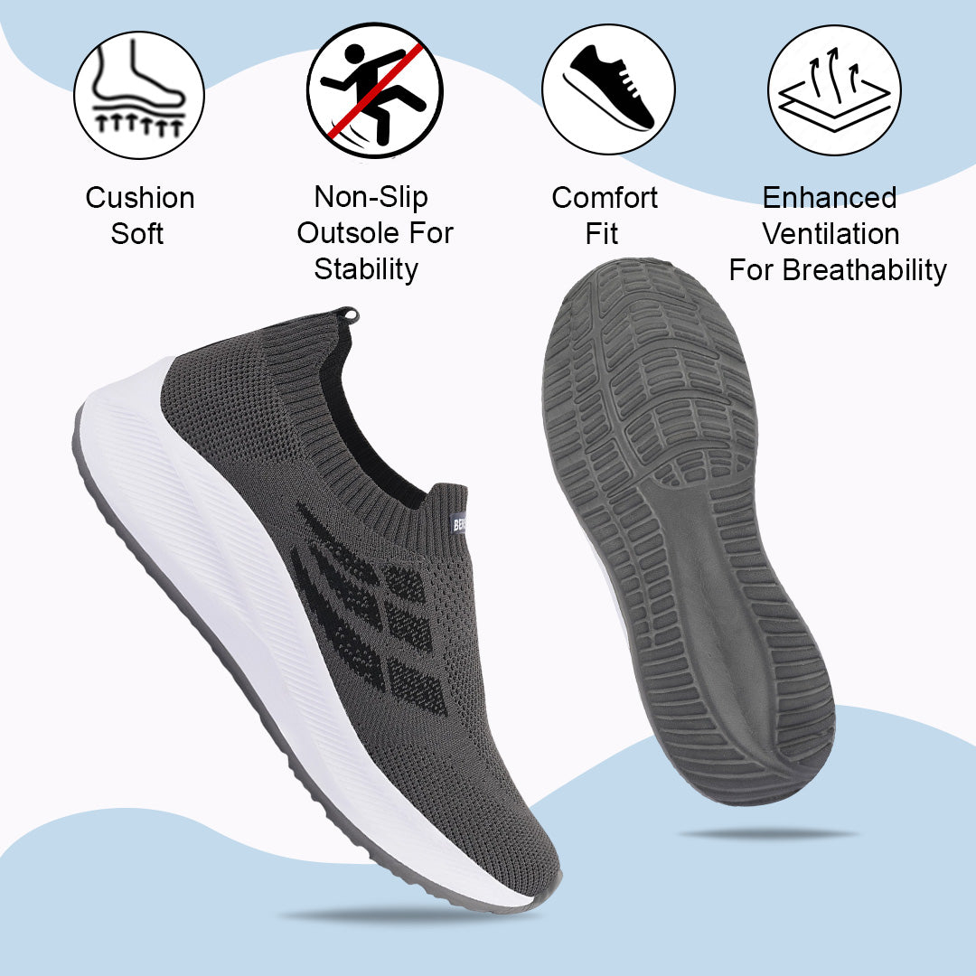 Bersache Lightweight Casual Sneaker Shoes For Men (8110-Grey)
