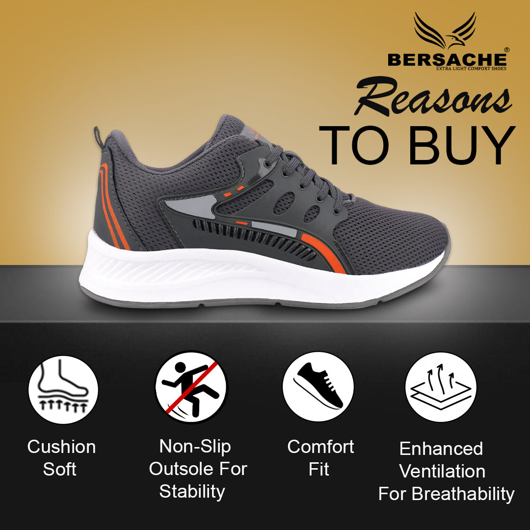 Bersache Premium Sports ,walking,Gym,cricket, Trending  Running Shoes For Men's (Gray-8128)