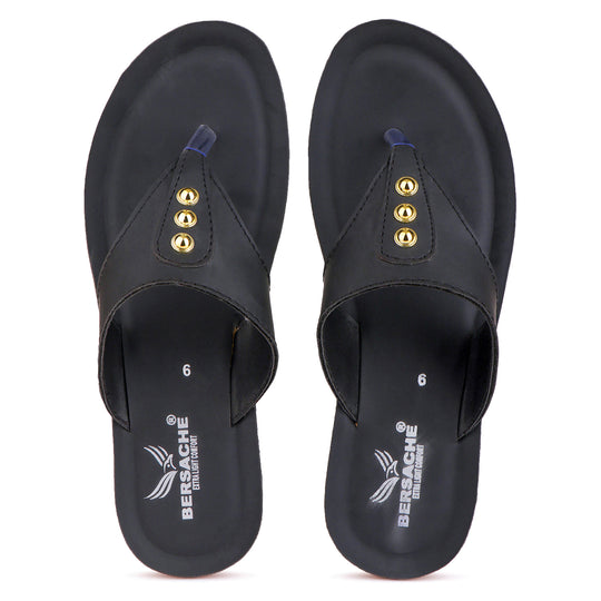 Bersache Extra Soft Classic Casual with  Regular wear with Ultra Soft & Flexibility Technology Flip Flop For Women's/Girl's-(6165-Black)